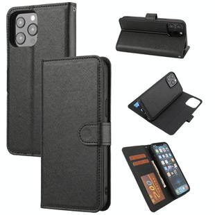 For iPhone 15 Pro Cross Texture Detachable Horizontal Flip PU Leather Case(Black)