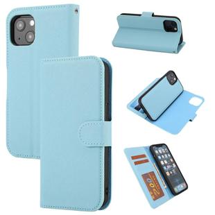 For iPhone 15 Plus Cross Texture Detachable Horizontal Flip PU Leather Case(Blue)