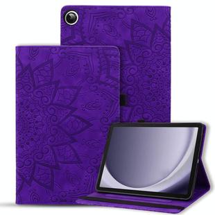 For Samsung Galaxy Tab A9+ Calf Texture Embossed Leather Tablet Case(Purple)