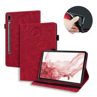 For Samsung Galaxy Tab S9 FE+ Calf Texture Embossed Leather Tablet Case(Red)