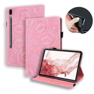 For Samsung Galaxy Tab S9 FE Calf Texture Embossed Leather Tablet Case(Pink)