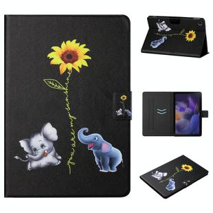 For Samsung Galaxy Tab A9 Colored Drawing Horizontal Flip PU Tablet Case with Sleep / Wake-up Function(Elephant)