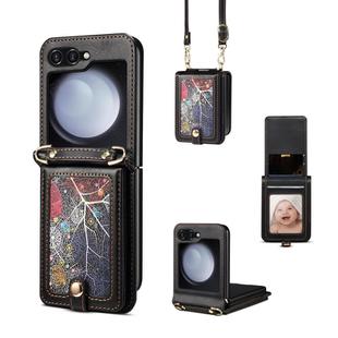 For Samsung Galaxy Z Flip4 ESEBLE Star Series Lanyard Holder Card Slot Phone Case(Black)