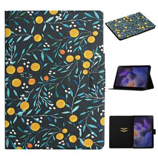 For Samsung Galaxy Tab A9 Flower Pattern Horizontal Flip PU Tablet Case with Sleep / Wake-up Function(Yellow Fruit)