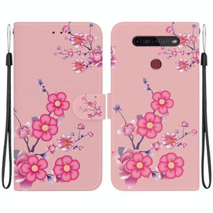 For LG K41s / K51s Crystal Texture Colored Drawing Leather Phone Case(Cherry Blossoms)