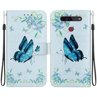 For LG K41s / K51s Crystal Texture Colored Drawing Leather Phone Case(Blue Pansies)