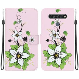 For LG K61 Crystal Texture Colored Drawing Leather Phone Case(Lily)