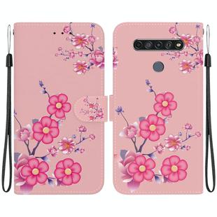 For LG K61 Crystal Texture Colored Drawing Leather Phone Case(Cherry Blossoms)