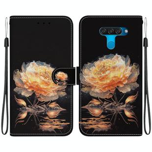 For LG K50 / Q60 Crystal Texture Colored Drawing Leather Phone Case(Gold Peony)