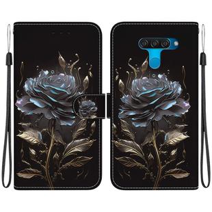 For LG K50 / Q60 Crystal Texture Colored Drawing Leather Phone Case(Black Rose)