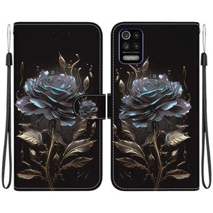 For LG K52 / K62 / Q52 Crystal Texture Colored Drawing Leather Phone Case(Black Rose)