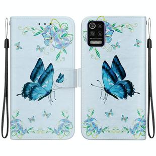 For LG K52 / K62 / Q52 Crystal Texture Colored Drawing Leather Phone Case(Blue Pansies)