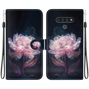 For LG Stylo 6 / K71 Crystal Texture Colored Drawing Leather Phone Case(Purple Peony)