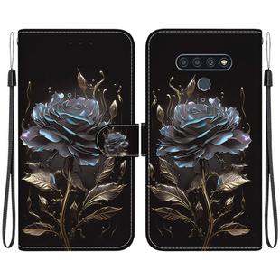 For LG Stylo 6 / K71 Crystal Texture Colored Drawing Leather Phone Case(Black Rose)