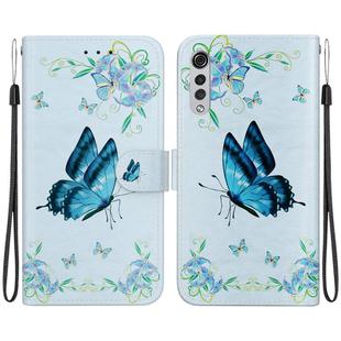 For LG Velvet / G9 Crystal Texture Colored Drawing Leather Phone Case(Blue Pansies)