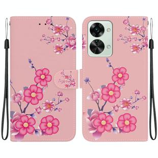 For OnePlus Nord 2T Crystal Texture Colored Drawing Leather Phone Case(Cherry Blossoms)