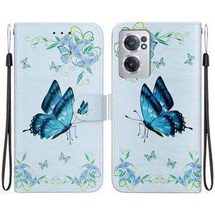 For OnePlus Nord CE 2 5G Crystal Texture Colored Drawing Leather Phone Case(Blue Pansies)