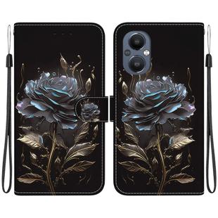 For OnePlus Nord N20 5G Crystal Texture Colored Drawing Leather Phone Case(Black Rose)