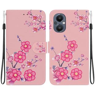 For OnePlus Nord N20 5G Crystal Texture Colored Drawing Leather Phone Case(Cherry Blossoms)