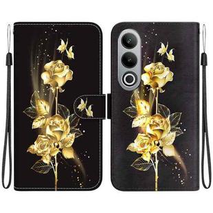 For OnePlus Nord CE4 5G Crystal Texture Colored Drawing Leather Phone Case(Gold Butterfly Rose)