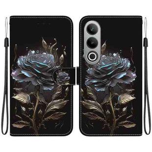 For OnePlus Nord CE4 5G Crystal Texture Colored Drawing Leather Phone Case(Black Rose)