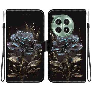 For OnePlus Ace 3 Pro Crystal Texture Colored Drawing Leather Phone Case(Black Rose)