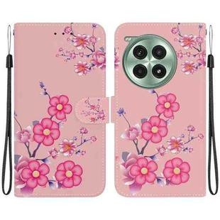 For OnePlus Ace 3 Pro Crystal Texture Colored Drawing Leather Phone Case(Cherry Blossoms)