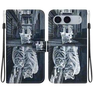 For OnePlus Nord 4 Crystal Texture Colored Drawing Leather Phone Case(Cat Tiger Reflection)