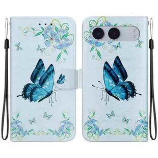 For OnePlus Nord 4 Crystal Texture Colored Drawing Leather Phone Case(Blue Pansies)