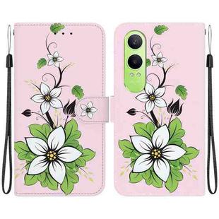 For OnePlus Nord CE4 Lite Crystal Texture Colored Drawing Leather Phone Case(Lily)