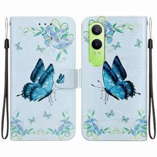 For OnePlus Nord CE4 Lite Crystal Texture Colored Drawing Leather Phone Case(Blue Pansies)