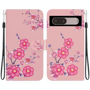 For Google Pixel 7 Pro Crystal Texture Colored Drawing Leather Phone Case(Cherry Blossoms)