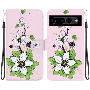 For Google Pixel 7 Crystal Texture Colored Drawing Leather Phone Case(Lily)