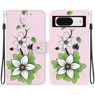 For Google Pixel 8 Crystal Texture Colored Drawing Leather Phone Case(Lily)
