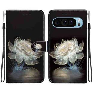 For Google Pixel 9 Pro Crystal Texture Colored Drawing Leather Phone Case(Crystal Peony)