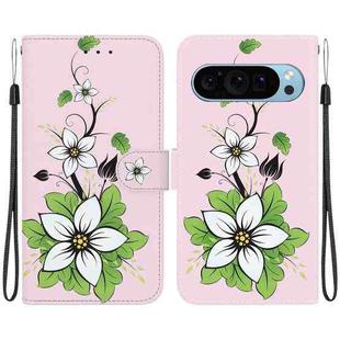 For Google Pixel 9 Crystal Texture Colored Drawing Leather Phone Case(Lily)