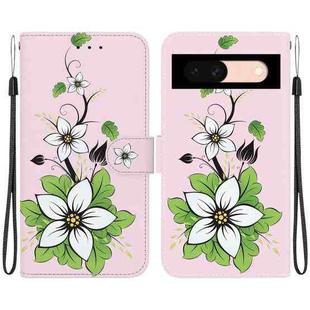 For Google Pixel 8a Crystal Texture Colored Drawing Leather Phone Case(Lily)