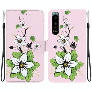 For Sony Xperia 5 III Crystal Texture Colored Drawing Leather Phone Case(Lily)