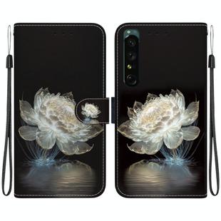 For Sony Xperia 1 IV Crystal Texture Colored Drawing Leather Phone Case(Crystal Peony)