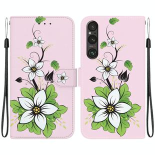 For Sony Xperia 1 V 2023 Crystal Texture Colored Drawing Leather Phone Case(Lily)