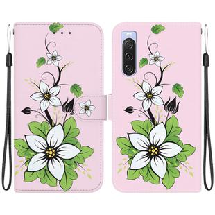 For Sony Xperia 10 V 2023 Crystal Texture Colored Drawing Leather Phone Case(Lily)