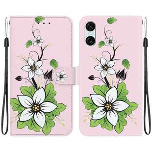 For Sony Xperia 5 VI Crystal Texture Colored Drawing Leather Phone Case(Lily)