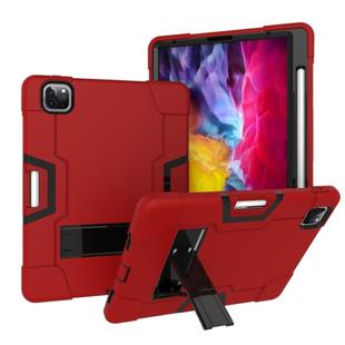 For iPad Pro 12.9 2021 / 2020 / 2019 Contrast Color Silicone + PC Protective Tablet Case with Holder(Red + Black)