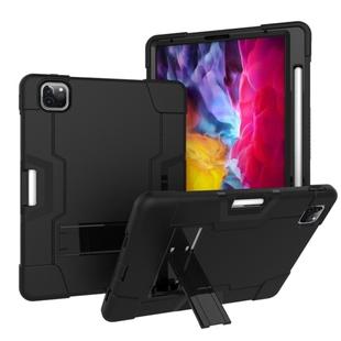 For iPad Pro 12.9 2021 / 2020 / 2019 Contrast Color Silicone + PC Protective Tablet Case with Holder(Black)
