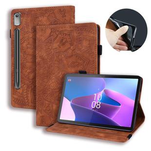 For Lenovo Tab P12 12.7 Calf Texture Embossed Leather Tablet Case(Brown)