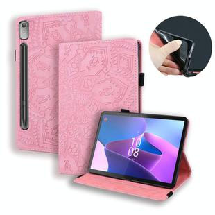 For Lenovo Tab P12 12.7 Calf Texture Embossed Leather Tablet Case(Pink)