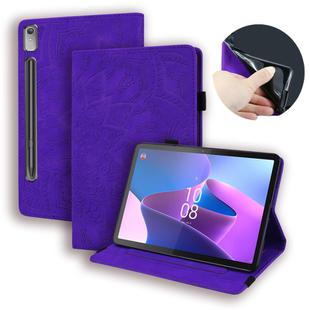 For Lenovo Tab P12 12.7 Calf Texture Embossed Leather Tablet Case(Purple)