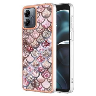 For Motorola Moto G14 Electroplating IMD TPU Phone Case(Pink Scales)