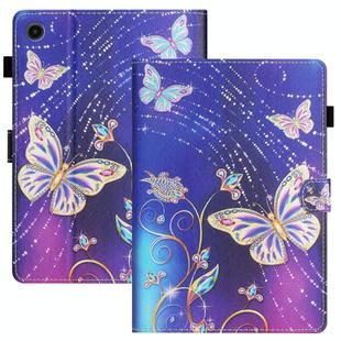 For Samsung Galaxy Tab A9+ Coloured Drawing Stitching Smart PU Tablet Case with Sleep / Wake-up Function(Butterfly)