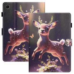 For Samsung Galaxy Tab A9+ Coloured Drawing Stitching Smart PU Tablet Case with Sleep / Wake-up Function(Deer)